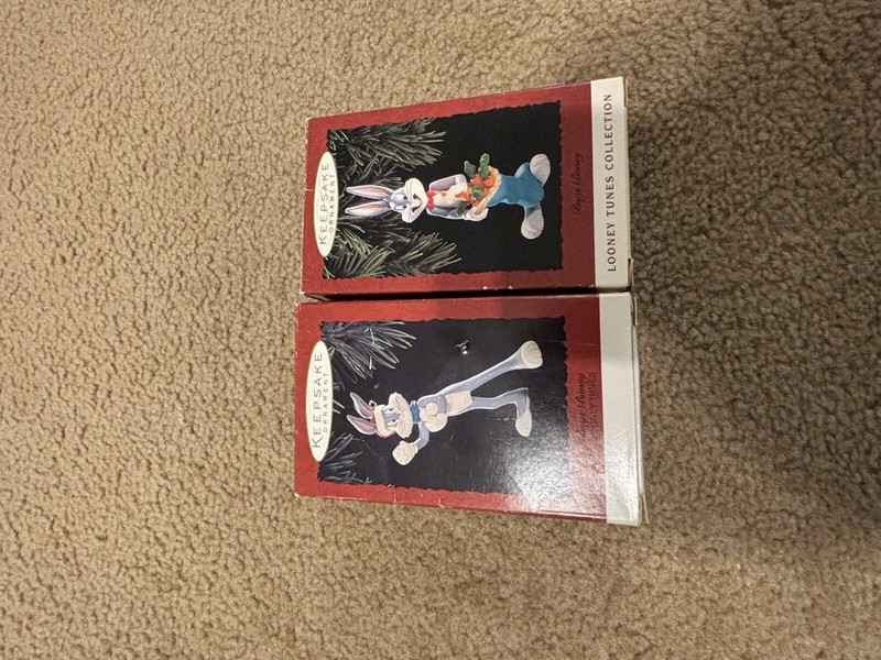 Lot Of 2 Keepsake Ornaments- Looney Tunes Collection Two Bugs Bunny Characters 
