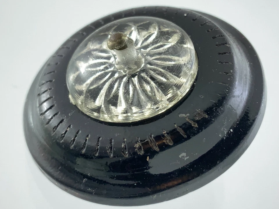 Bakelite With Lucite Black Color Garment Button 1.1in Floral Pattern 346B - Image 3 of 4