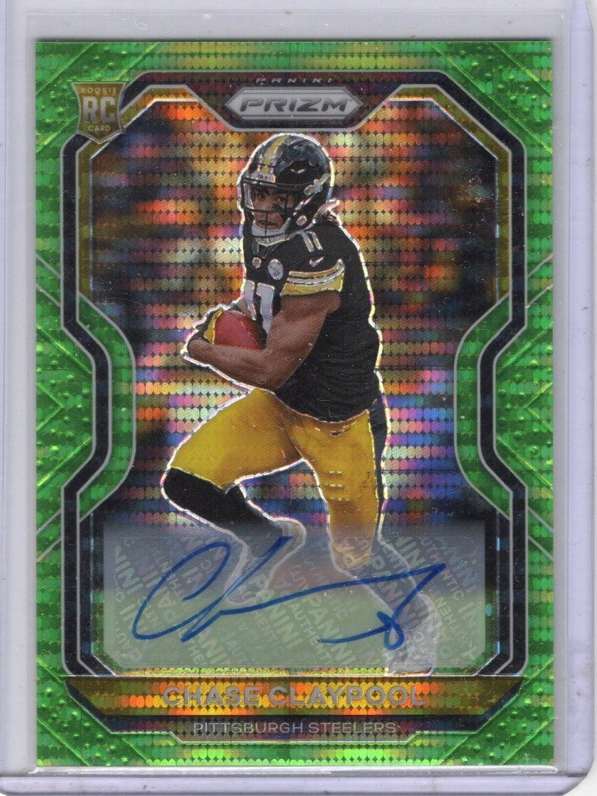 2020 Panini Prizm RC Auto Green Pulsar #392 Chase Claypool Pittsburgh Steelers