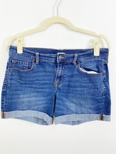 Old Navy Medium Wash Cuffed Denim Shorts Sz 8 Worn In Soft Classic Cotton Blend
