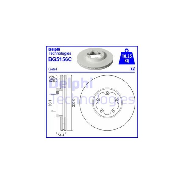 Delphi 2X Bremsscheibe Vorne BelüFtet FüR Ford Transit Pritsche/Fahrgestell Fm_-image