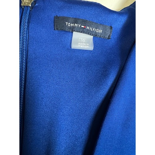 Robe Tommy Hilfiger Jay sans manches plissée bleue ceinturée taille 10 - Photo 4/12