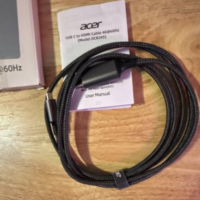 Acer USB C to HDMI Cable 4K@60Hz OCB245 Black USB Type C Male to HDMI 1:1