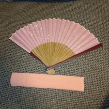 Pink Cherry Blossom Folding Fan for Women, Ladies, Cute  Floral, Used
