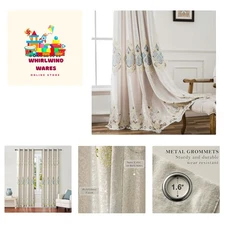 Embroidered Curtains 84 inches Long Grommet Window Treatment Voile Panel Drap...