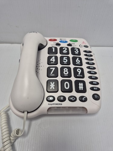 Geemarc Amplipower 50 Amplified Large Button White Landline Desk Wall Telephone - Zdjęcie 2 z 10