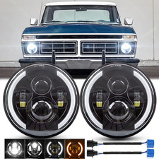 Pair 7 Led Headlights Halo Drl For 1953-1977 Ford F-100 F-250 F-350 Pickup