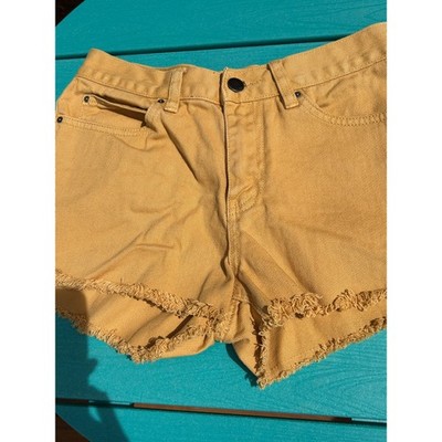 Billabong x Wrangler Drift Away Frayed Denim Shorts - Mustard Yellow - Size 25