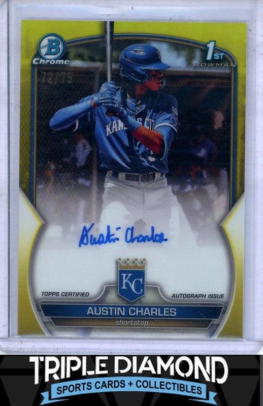 2023 Bowman Chrome 1st Austin Charles Auto Yellow Refractor #72/75 E153