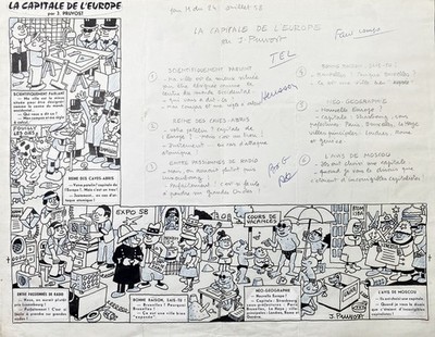 J. Pruvost Europe Europa Hauptstadt caricature dessin drawing Le Herisson 1958