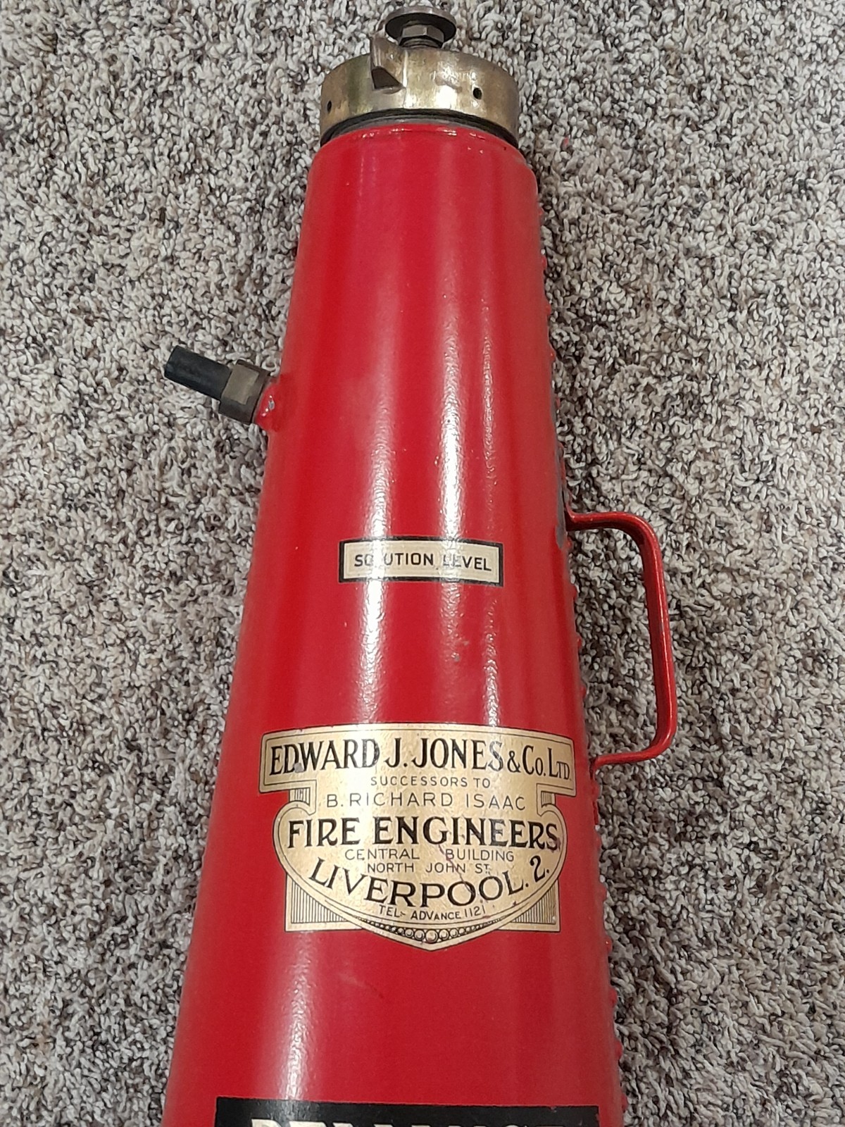 Antique Jones & Co. "Reliance" Cone Shape Soda-Acid Fire Extinguisher - mfg 1947
