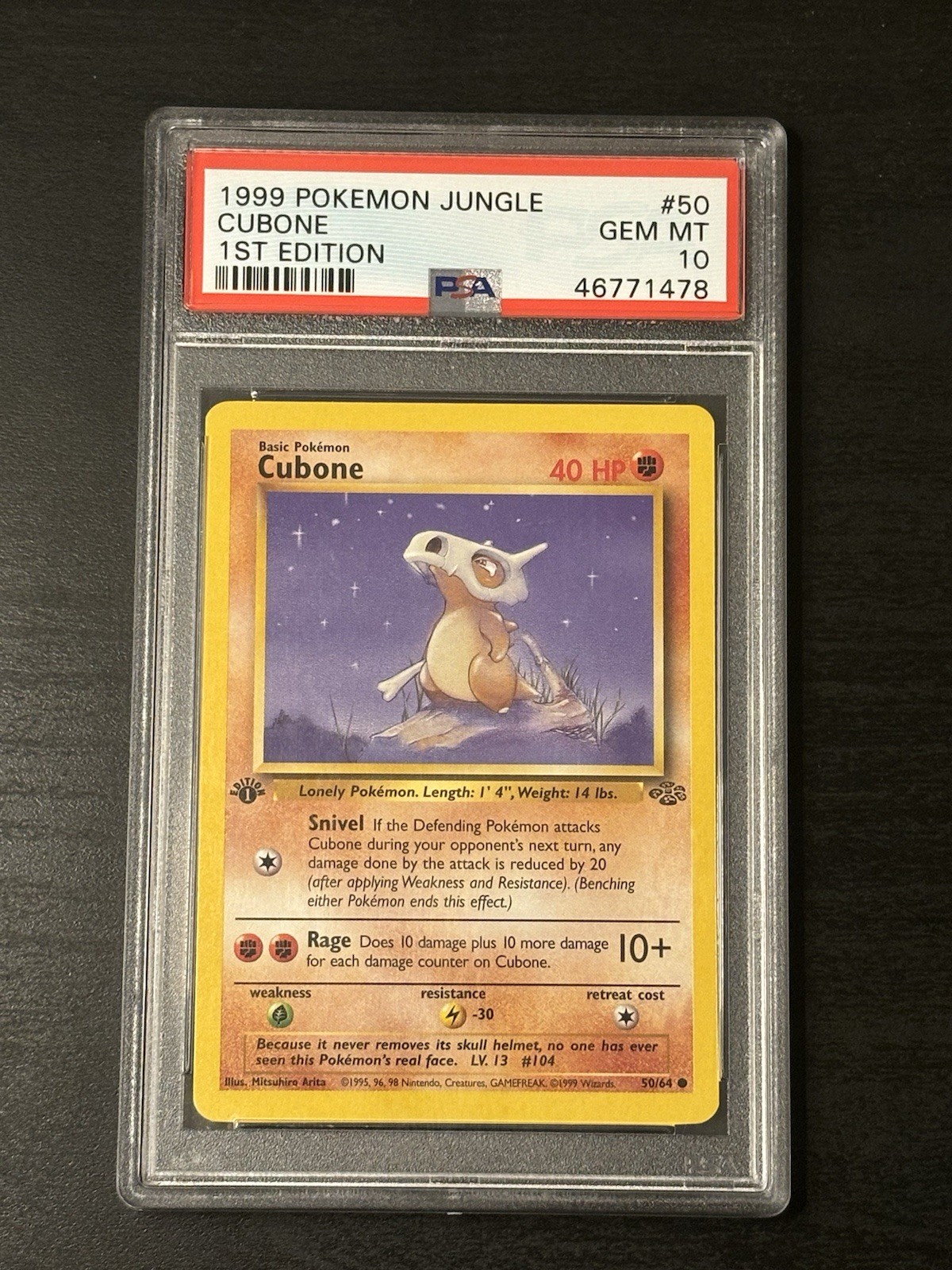 1999 Pokemon 1st Edition Jungle Cubone #50 1st Edition Jungle PSA 10 Gem Mint
