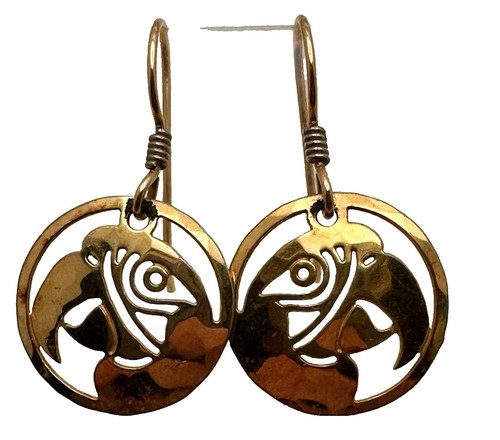 Wild Byrde Parrot Earrings Hammered Gold Plate Nature