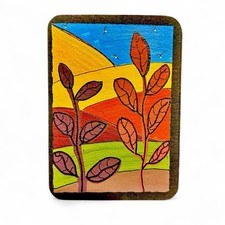 Golden Hills & Growing Branches – Mixed Media Acrylic Art ACEO Original Art