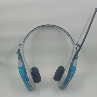 Suntone AM/FM Headphone Radio Blue/White Adjustable Headband Flexible Antenna