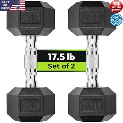 Rubber Hex Dumbbell Set 3-50 lb Pair Fitness Weights Strength Training Gym New