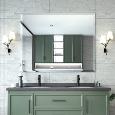 Beveled Mirror, Wall Mirror 40" x 32", Frameless Rectangle Bathroom Vanity Mi...