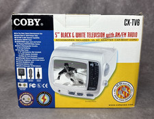Coby CX-TV6 5" Portable Black White CRT TV AM/FM Radio 480i Mini Television