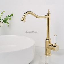 New Brass Bathroom Wash Basin Faucet Ceramic Handle Swivel Spout Sink Mixer Taps