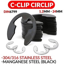 1.2mm - 24mm EXTERNAL E-CLIPS RETAINING WASHERS ALL SIZES DIN6799 C-CLIP CIRCLIP