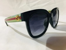 Gucci GG0034SN 002 Black Green Red Stripe Sunglasses Authentic New