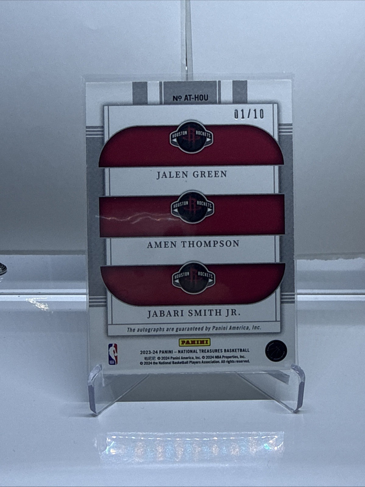 2023-24 National Treasures Jalen Green Amen Thompson Jabari Smith Jr Auto /10 view 6