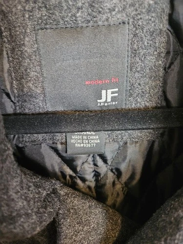 JF J.Ferrar Men Gray Modern Fit Double Breasted Pea Coat Jacket Size L NWOT/Min image 4