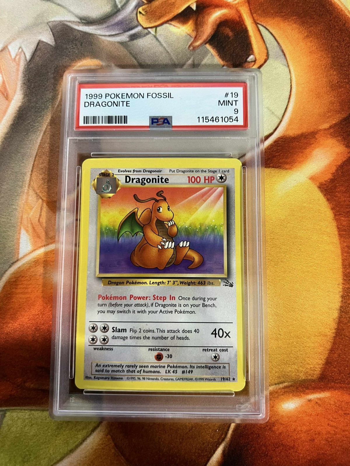 Dragonite 19/62 Fossil PSA Graded 9 Pokemon Trading Card Game