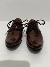 Boys Brown Patent Leather Dress Shoes Size 23 Excellent Condition AUS 6