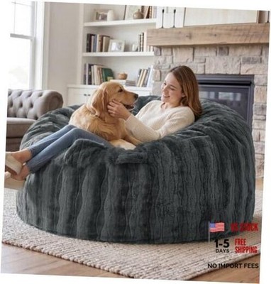 fond + found 5FT Bean Bag Chairs Giant Bean Bag Chair 5FT- 50'' x 50'' x 24'' Grey