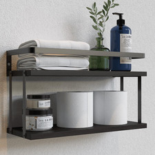 Floating Shelves Bathroom, Wall Mounted Shelf over Toilet  Dual-Level, with Met