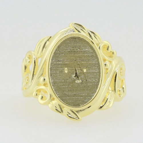 925 Silver Semi Mount Ring Setting Oval 14x10mm Cabochon Vintage Style Ring