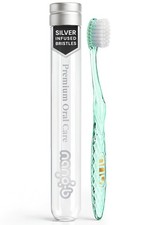 Manual Toothbrush Adults Sensitive Gums Silver Soft Medium Bristles Travel Green