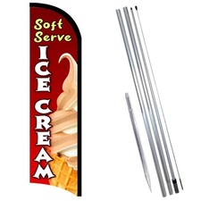 Soft Serve Ice Cream Windless (Made in USA) Feather Flag (Kit OR Flag Only)