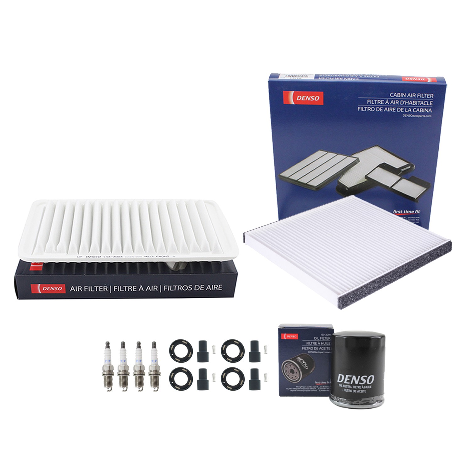 Denso Tune Up Kit 4 Spark Plug  Boots Kit for Toyota Camry Solara 2.4 L4 2AZ-FE