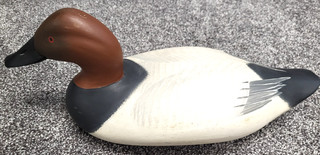 MADISON MITCHELL ARTIST SIGNED VINTAGE WOODEN DUCK DECOY CANVASBACK DUCK KILLER