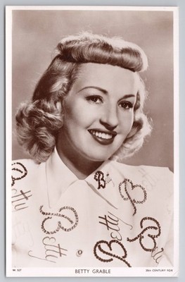 Betty Grable Vintage Echt Foto Postkarte Picturegoer W527 ''Betty'' Bluse Pin-Up