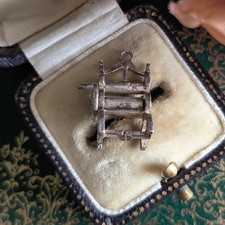 Vintage Silver Clothes Mangle Charm Pendant Old