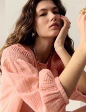 Marks & Spencer Womens Orange Cotton Long sleeved Women Blouse - M&S