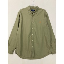 Polo Ralph Lauren Button Down Shirt XL Green Classic Fit Cotton Long Sleeve
