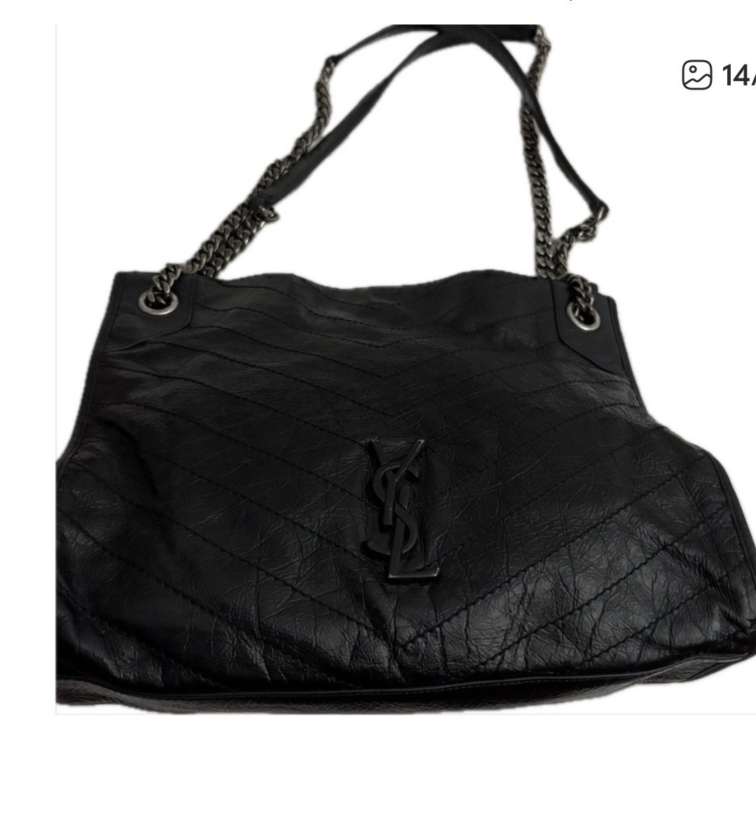 Saint Laurent Crinkled Calfskin Monogram Niki Large Shopping Tote