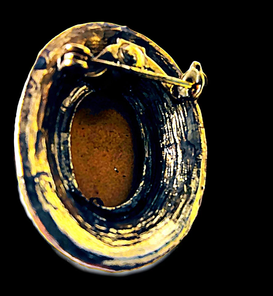 Large Peridot Green Foiled Glass Cabachon High Profile Victorian Revival Brooch  - Image 4 of 4