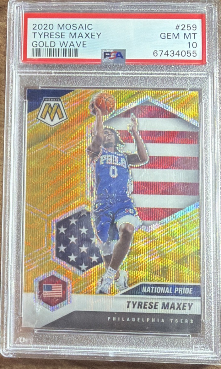 2020 Mosaic Tyrese Maxey Gold Wave #259 PSA Gem Mint 10 National Pride 76ers