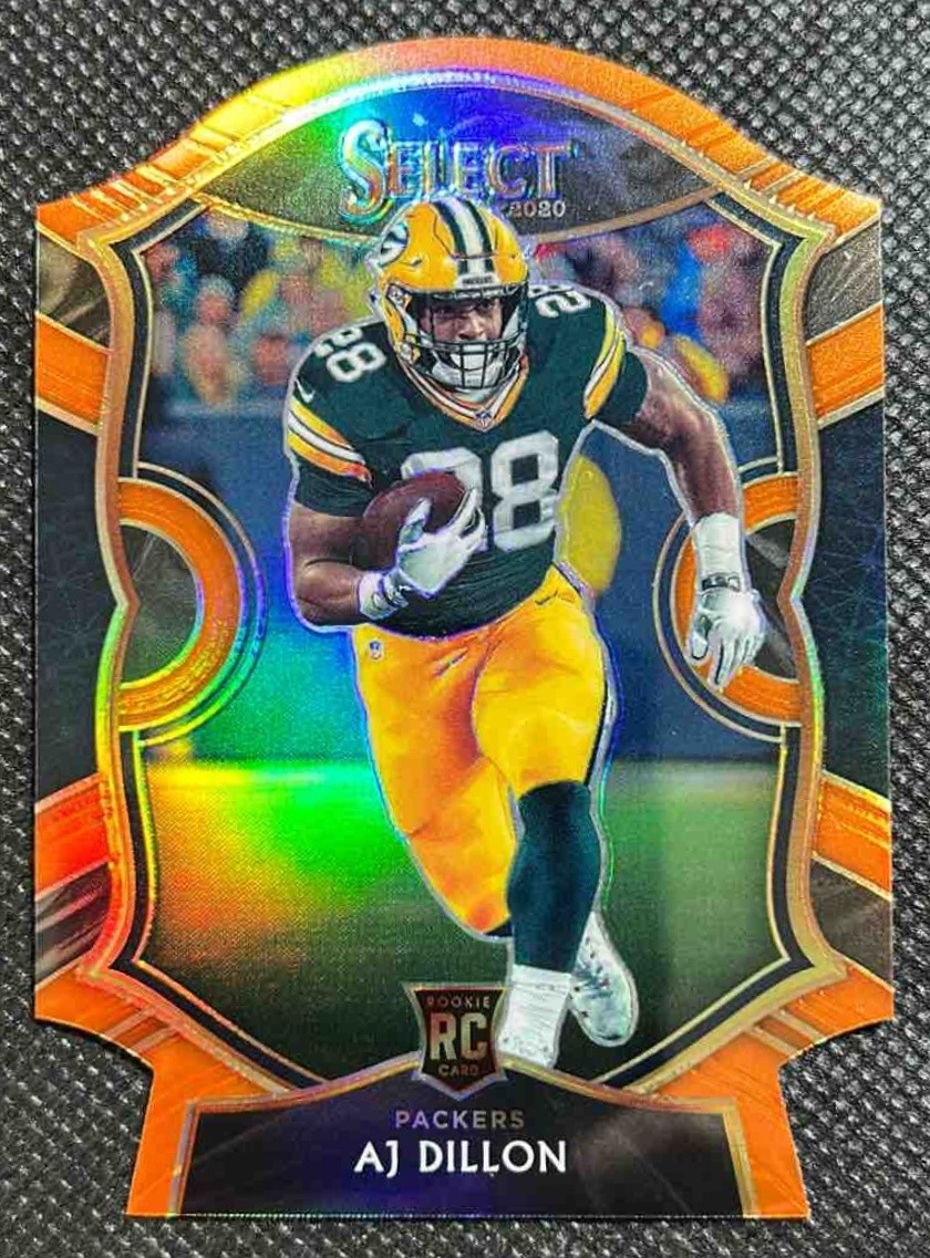 2020 Panini Select AJ Dillon #65 Orange Prizm Die Cut RC Concourse Packers