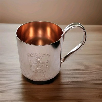 12 Vintage SMIRNOFF VODKA MULE MUGS ETCHED HANDLED CUPS  COPPER TONE METAL