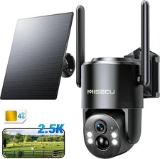 Solar Security Cameras Wireless Outdoor, 2K Battery Powered PTZ WiFi Black