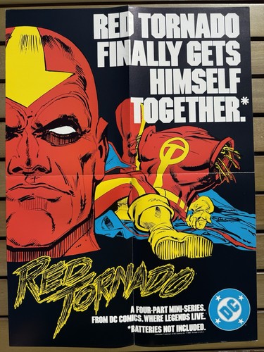 Red Tornado Folded Promotional Poster "16 x 22" DC Comics 1985