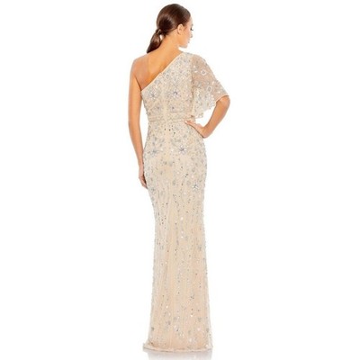 コットン Mac Duggal 93635 Embellished One Shoulder Draped Gown Size 10 NWT
