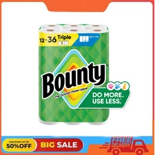 Bounty Paper Towels Select-A-Size White, 12 Triple Rolls, 123 Sheets Per Roll
