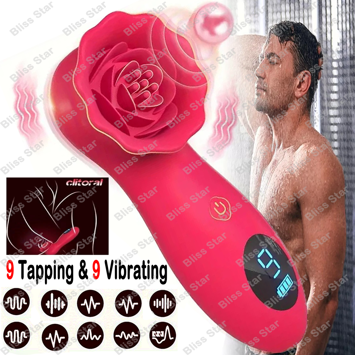Rose Sucking Vibrator Oral Clit Licking Tongue G-Spot Dildo Sex Toys For  Women